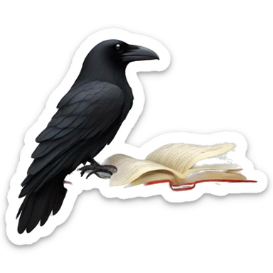 A raven perched on an open book sticker
