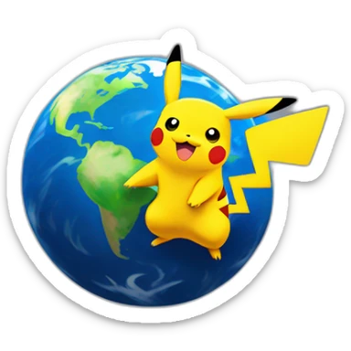 pikachu meets earth sticker