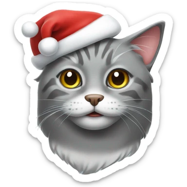 Gray Cat with Santa hat sticker