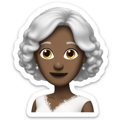 Wedding White woma bruntte older black man gray hair sticker