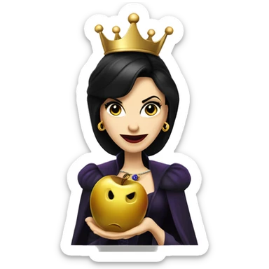 The Evil Queen Regina Mills from Once Upon A Time, holding a golden apple,smirking evily. sticker