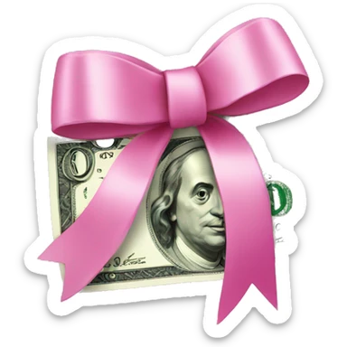 Money with pink bow sticker