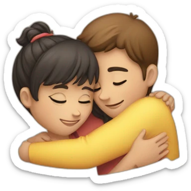 Hug of a boy and a girl sticker