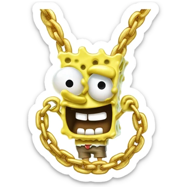 spongebob wearing a chain sticker