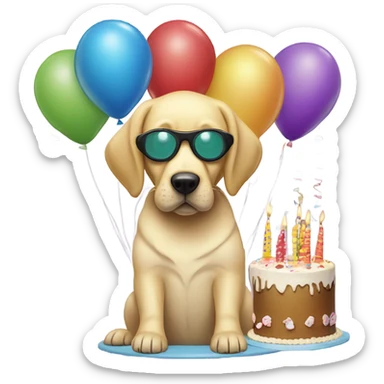 Yellow lab with goggles celebrating it’s birthday sticker