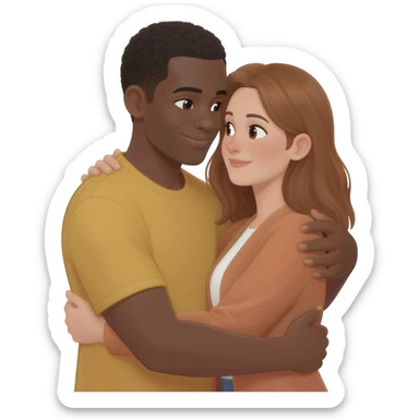 Black man hugging white woman sticker