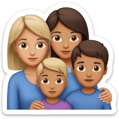 Mamá y dos hijos niño y niña  sticker