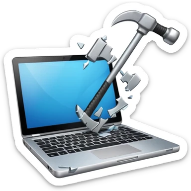 Hit laptop with hammer sticker