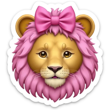 Lion with pink conquettes on his ears sticker