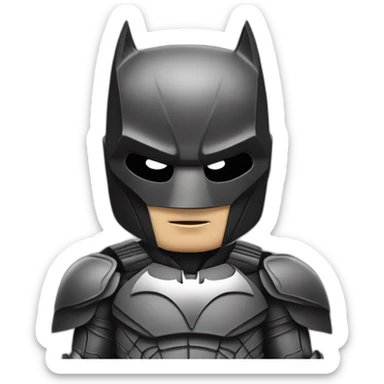 Batman with iron man armor in black and gray with bat mask sticker