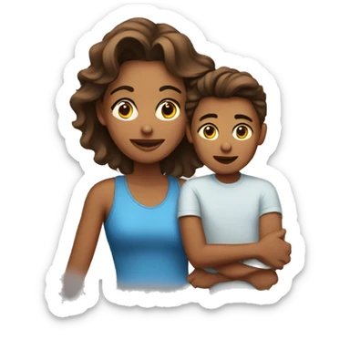 Mother with teenage son sticker