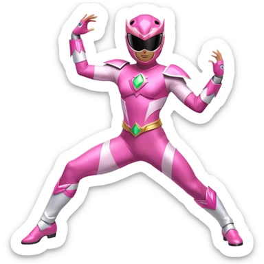 Pink Power Ranger in a dynamic dance pose sticker