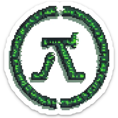  combine the π (pi) math symbol, binary code, and digital mist emerging from it. sticker