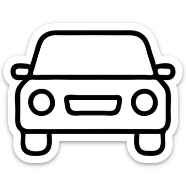 car, black outlined icon style, no fill, simple, bold, easy to recognize sticker