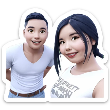 smiling girl and boy outdoors sticker