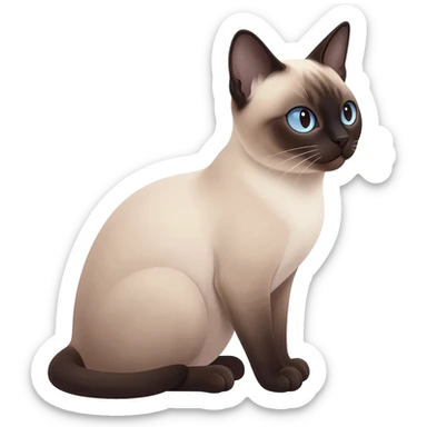 Siamese cat sits and looks to the right sticker