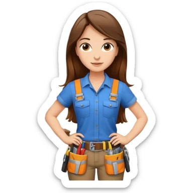 beautiful girl with long brown hair constructing new lounge room area with tv and couch sticker