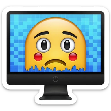 make a computer screen with a error emoji no face like a glitch sticker