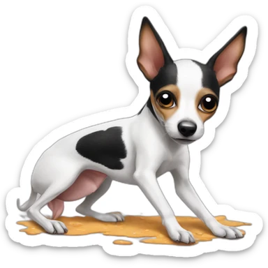 rat terrier playing dead silly on back sticker