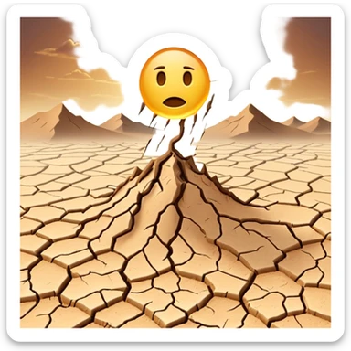3D render of Drought Crack, miniature weather phenomenon, volumetric particle effects, parched brown earth ground texture, elemental energy, emoji style, isolated on white background --v 6.0. sticker