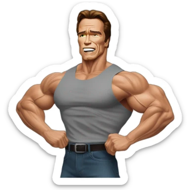 arnold schwarzenegger doing famous shia labeouf pose sticker
