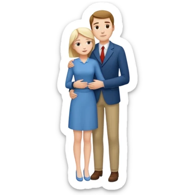 Hombre bajito abrazando a mujer Alta desde una gran altura sticker