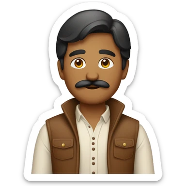 brown indian employ with mustach in casual dress sticker