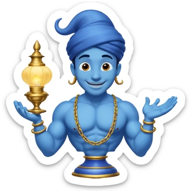 Blue genie coming out of a lamp from Aladdin  sticker