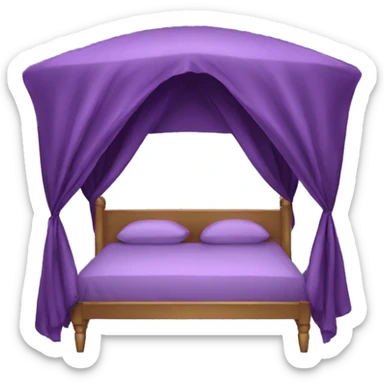 Purple silk canopy bed sticker