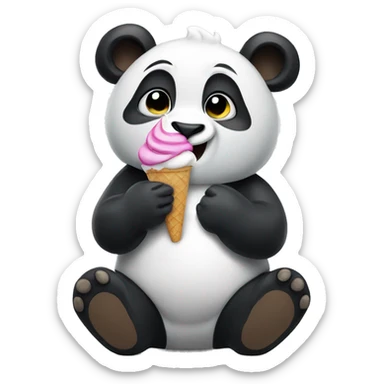 Panda eating ice cream sticker