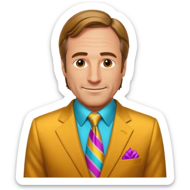 Design Saul Goodman in a flashy suit with colorful tie & confident smile. sticker