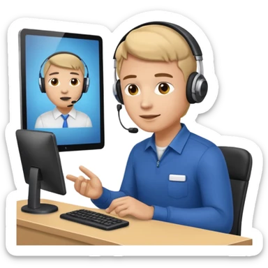 A male customer who has a product service request wanting information on one of two products? sticker