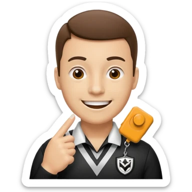 an instructor with a sports referee whistle sticker