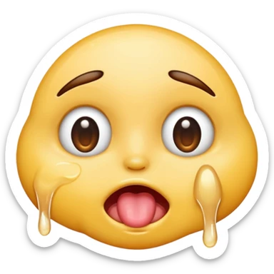 drooling emoji, licking eyes open wide, visible eye bags sticker