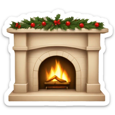 Christmas asthetic beige fireplace sticker