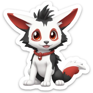 Cute cool black red white animal hybrid Fakemon full body sticker