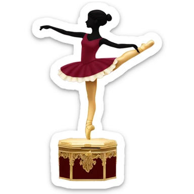 burgundy music box with a silhouette of a ballerina sticker