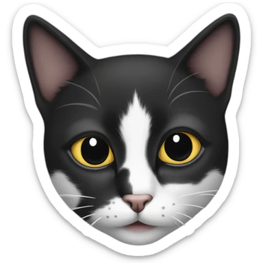 Black and white cat with black nose sticker