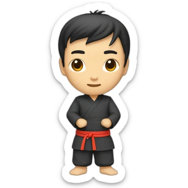 jacken chen, kongfu, full body, front back side three view sticker