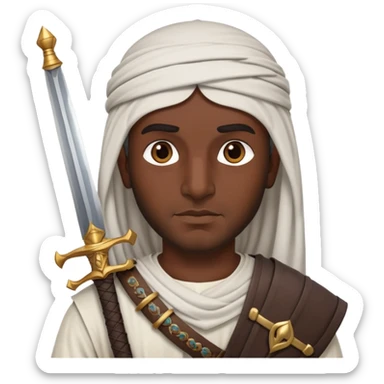 ancient Arab man with a sword on his shoulder sticker