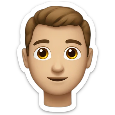 hombre joven de piel blanca, ojos marrones y tupé castaño sticker