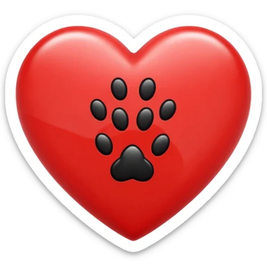 red heart with black paw prints sticker