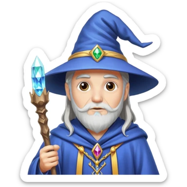 Wizard man with a crystal staff sticker
