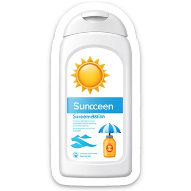 sunscreen bottle with sun protection sticker