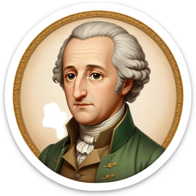 Cinematic Realistic Johann Wolfgang von Goethe Portrait Emoji, depicted as an intellectual literary giant with a thoughtful gaze and refined attire, rendered with detailed textures and warm classical lighting that captures his enduring literary influence. sticker