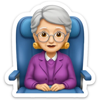 old woman passanger in plane seat sticker