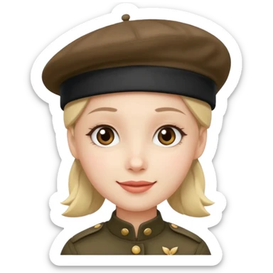 this exact face 😭 with a beret sticker