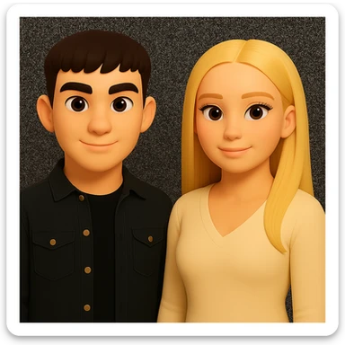 Make the people stand a little further apart from each other, preserving the original style and background. sticker