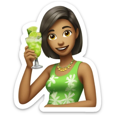 A girl drinking a caipirinha  sticker