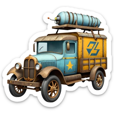  Mr. Creepy Freeze’s frozen 1918 Lightning Bug busters exterminators antique long wheelbase moving truck  sticker